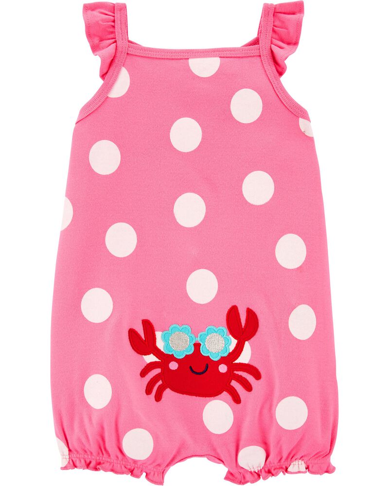 CARTER/'S BABY GIRL 1PC PINK CRAB FOOTLESS COVERALL ROMPER JUMPER NB 3M 6M 9M